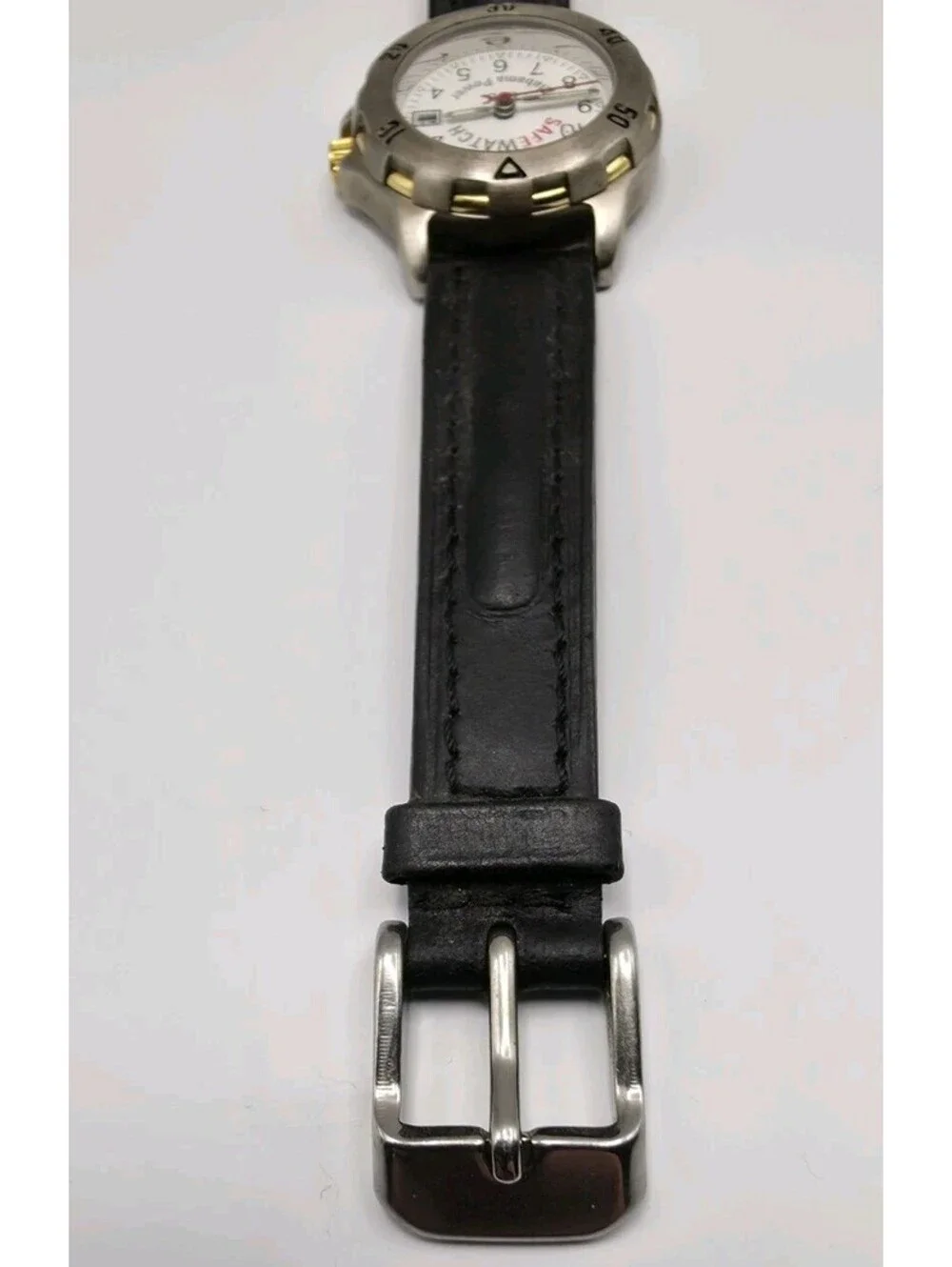 Rare Safe Watch CSO Alabama Power Tomax USA Japan Movt Black Leather Strap Vntg